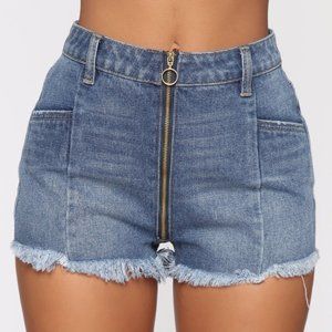 Fashion Nova Bryana High Rise Shorts - Medium Blue
